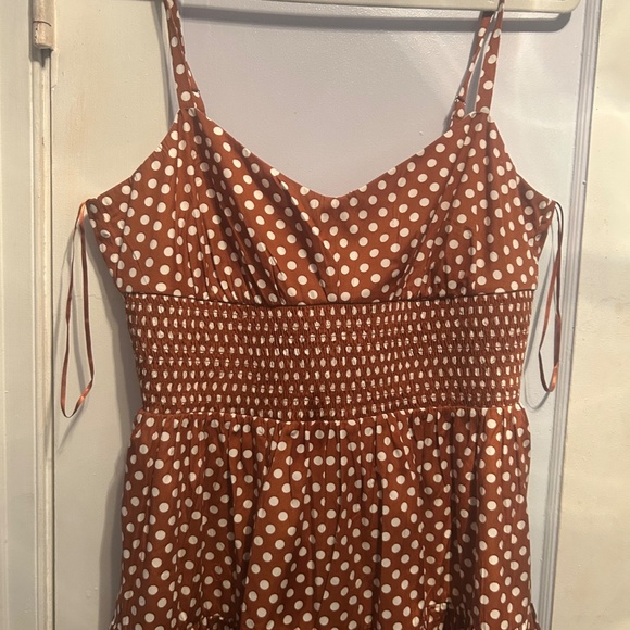 NWT J.Crew Brown and White Polka Dot Midi A-line Sundress Size 12 - Picture 4 of 12